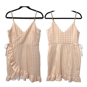NWT ASOS Cami Faux Wrap Gingham Butter Yellow Mini Dress Sz 10